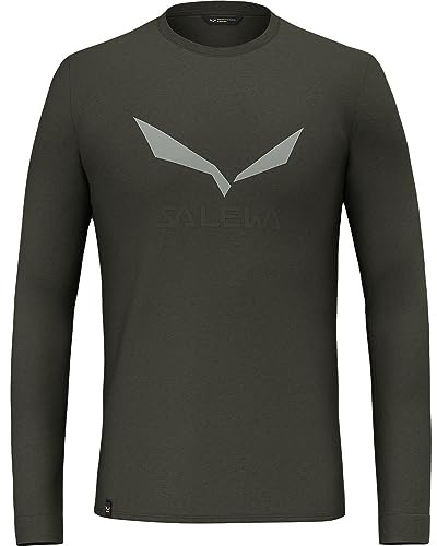 Salewa Solidlogo Dry Long Sleeve Tee Men, Dark Olive, M