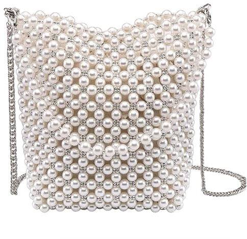 JOPOYOCO Frauen Perle Geldbörse, Perlen Geldbörse Perle Tasche, Perle Clutch Geldbörse Handtaschen Crossbody Tasche für Frauen und Mädchen Hochzeit Braut Abend Clutch Handtasche für Parteien Prom