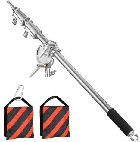 Pro Heavy Duty Extension Boom Arm Bar for Photography C Stand and Light Stand,Adjustable 3.6-8.2ft Crossbar Holding Arm with Sand Bag for Softbox,Studio Strobe,Monolight,LED Video Light,Reflector ect.