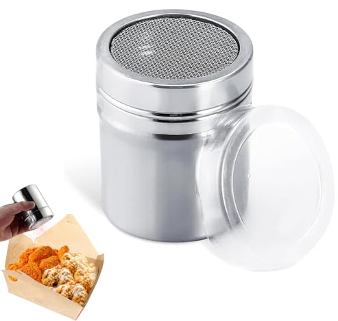 Icing Sugar Shaker,Stainless Steel Chocolate Cocoa Salt Shaker Duster,Flour Sifter for Baking with Transparent Cover,Coffee Shaker Sifter,Dust and Moisture-Proof Sprinkles Powder for Kitchen Craft
