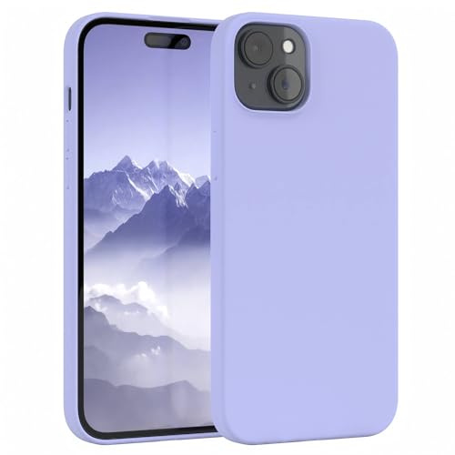 EAZY CASE Premium Silikon Handyhülle kompatibel mit iPhone 15 Plus Slimcover mit Kameraschutz und Innenfutter, Silikonhülle, Schutzhülle, Bumper, Handy Case, Hülle, Softcase, Lavendel Lila