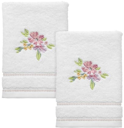 Izod - Fingertip Towels, 100% Soft & Absorbent Cotton Towel, Floral Home Decor, Set of 2 (Catalina)