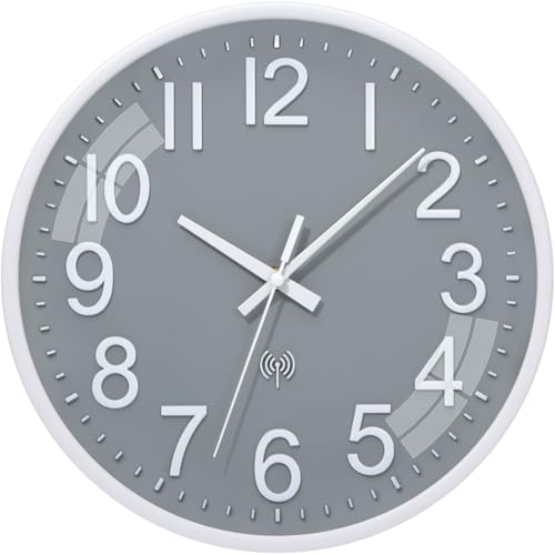 ACCSHINE Wanduhr Funk Lautlos Funkwanduhr Wanduhr Ohne Tickgeräusche 30cm Quarz Batterie Groß Einfach zu Lesen für Zimmer Zuhause Küche Wohnzimmer Schlafzimmer Büro Schule (Grau)
