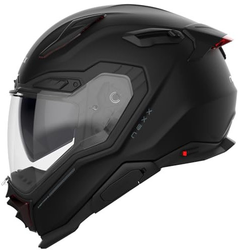 Nexx X.WST3 Plain schwarz matt Fiberglas Integralhelm ECE 22.06 mit Sonnenblende und Pinlock, M 57/58