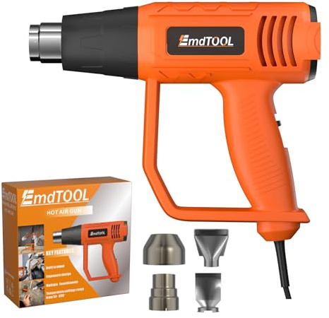 VickyHome 2000W Heat Gun for Paint Stripping, Variable Speed Industrial Hot Air Gun Kit with 4 Attachments, 1.5s Fast Heating for Paint Stripping, Heat Shrink and Crafts, Orange