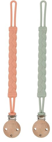 Clips Ciuccio Catenella Portaciuccio in Silicone, Catene Ciuccio Succhietto neonati, Morbide Clip Portaciuccio, Morbido Flessibile, Durevole - Alta Tenacità per Bambini (Sage+muto)