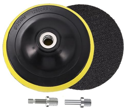 HOTCKB 2 Stück Klett-Schleifteller 125mm Schleifpapierteller mit Bohradapter M14 inkl. Spanndorn für Exzenterschleifpapier
