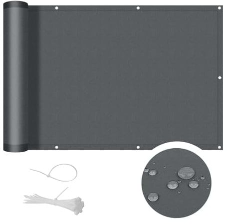 COOL AREA Balkon Sichtschutz 80x400cm mit UV-Schutz für PES Balkonabdeckung,wetterfester Balkonabdeckung mit Kabelbinder,Anthrazit