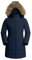 Pioneer Camp Wintermantel Damen Lang Warm Steppmantel Wasserdicht Winterjacke Mantel Damen Winter mit Abnehmbarer Kunstpelzkragen Navy Blau L