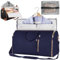 CXINLky Faltbare Reisetasche Kleidersack Travel Duffle Bag PU Leder Wasserdicht Reisetasche Faltbar Große Kapazität Kleidersack Reisetasche Anzugtasche Reisetasche-Navy Blau
