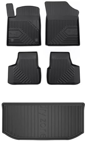 MOTOS Satz Gummifußmatten und Kofferraummatten passend für Skoda Citigo 2011-2019 Hatchback, oberer Laderaumboden Verbessern Sie Ihren Reisekomfort mit Antirutschmatte Auto 3D- Allwetter fußmatten Aut
