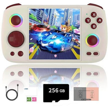 NULA RG Cube - Console da gioco portatile in stile retrò, con 8000+giochi 8+128G+256G con illuminazione RGB, IPS Android Arcade Unisoc T820, supporto Bluetooth WiFi Battle, colore: Grigio