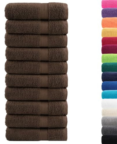 vidaXL Toallas de baño 10 uds 100% algodón marrón 100x150 cm 600 gsm, Toalla, Juego de Toallas de baño, Toalla de Hotel, Toalla de Ducha