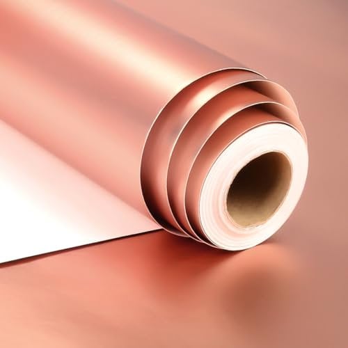 Rose Gold Gift Wrapping Paper, 43 cm x 10 m Metallic Rose Gold Wrapping Paper for Christmas Birthday Wedding Anniversary