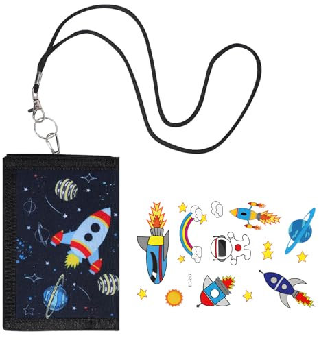 Snowtain Portefeuille Fin RFID,Portefeuille de Camouflage avec Boucle de Verrouillage,Porte Monnaie Enfant garçon-Portefeuille Ado Pliable pour Enfants, garçons et Filles.（Espace Noir）