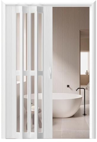 Falttüren Innentüren Falttür Innen aus Weißem Aluminium, Milchglas-Acryl-Falttür, Badezimmer-Küchenschrank-Falttüren, 23 25 27 29 30 31 33 35 37 39 40 Zoll(29x80in (73.5x203cm))