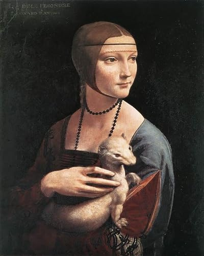 ZHXXFD Peinture Par Numero Adulte Enfant Paysage Tableaux Célèbres Avec Cadre 40X50CM Portrait Of Cecilia Gallerani - Leonardo Da Vinci,B15