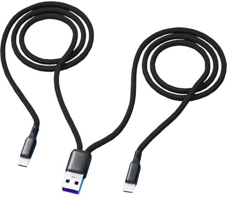 CHXINGCHEN 2 in 1 USB C and Micro USB Charger Cable[1.2M], 5A USB Type C Nylon Braided Fast Charging Cable Compatible with Micro and Type-C devices such as Samsung, Huawei, Xiaomi, etc (Black)