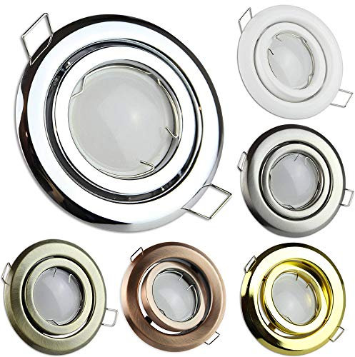 LED Einbaustrahler gold 5 Watt warmweiß super flach 230V - Einbauleuchte schwenkbar und dimmbar 80-85mm Bohrloch - Deckeneinbaustrahler Deckenspot Deckeneinbauleuchte Einbauleuchte