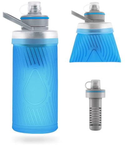 Joypur Filtre à eau de survie - Filtre à eau potable pliable Outdoor Bouteille d'eau avec filtre 700 ml Bouteille d'eau souple avec 5000L de capacité de filtration Filtre (Bleu)