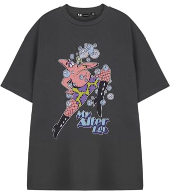 SPONGEBOB SQUAREPANTS Unisex Grey Short Sleeved T-Shirt | My Alter Ego Graphic Tee | Nickelodeon Cartoon Apparel | Fun Spongebob Movie Merchandise Gift for Fans