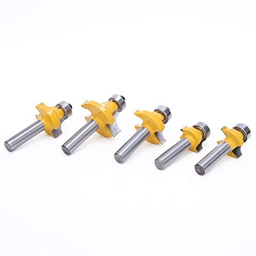 5pcs/set 8mm Shank Round Over Router Bits Cemented Carbide Trimming Machine Cutter Head Woodworking Round Corner Milling Cutter Tool
