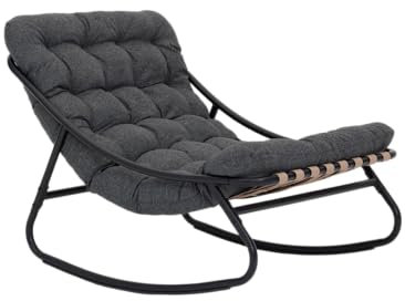 Rebecca Mobili Hollywoodschaukel für den Außenbereich, moderner Relaxsessel, grau, Stahl, Polyester, für Garten, Veranda, mit gepolstertem Kissen – Maße HxBxT: 74 x 78 x 101 cm – Art. RE7179