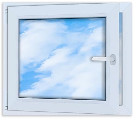 LORAC | Kunststofffenster weiß 800x700mm, 80x70cm, PCV, DIN Links, kippbar & ausstellbar, 2-fach Verglasung, energiesparend – Fenster mit CE-Zertifikat für Keller und Wohnung