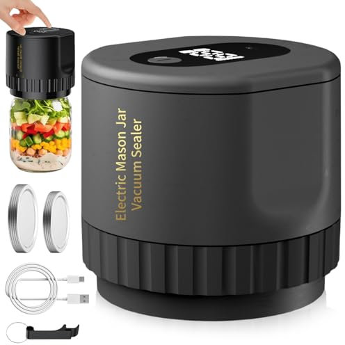 GBKDQQ Système De Mise Sous Vide Électrique Pour Bocaux Mason: Kit De 10 Mise Sous Vide Électrique, Pour Sauces, Confitures Et Aliments, Scellage Automatique, Longue Durabilité Pour Le Stockage (Noir)