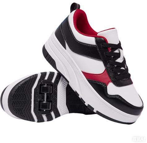 Jungen Mädchen Schuhe mit Rollen Skate, Kinder Rollschuhe Schuhe mit 4 Rollen Abnehmbar, Komfort Outdoor Sportschuhe für Kinder