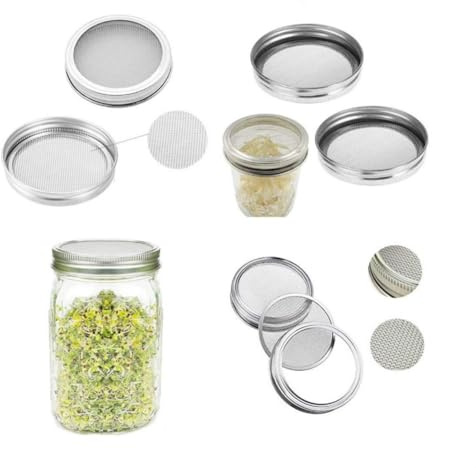 Seed Sprouting Jar, Jars With Reusable Stainless Steel Screen Lid Sprouter Kit, Planting Bean Sprouts, As A Breathable Cover, Easy To Clean For 70mm Regular Mouth Jar