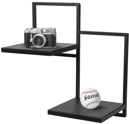 FRAMADO - Wand Pflanzenregal Duo Ripiani - Pflanzenständer 2 Etagen - 39x21x40cm - Farbe Schwarz - Indoor-Display - Wandregal aus Metall - Dekoratives Regal - Wohnaccessoires