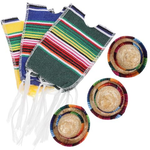 Holibanna 1 Satz Mini Sombrero Hüte und Flaschenponchos Teiliges Dekorationsset Bunten Farben für Bierflaschen Mexikanische Party Dekoration für Feiern und Zusammenkünfte