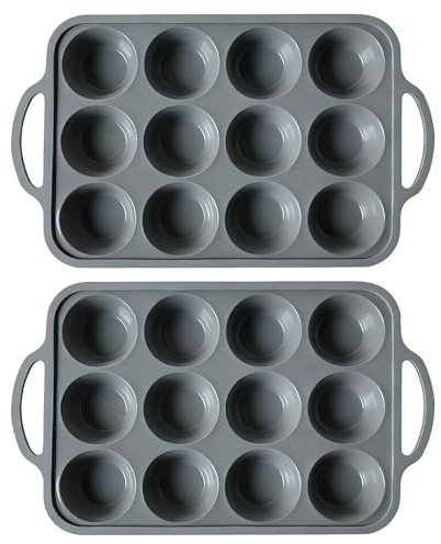 XHYASD 2 Stück Silikon Muffinform Metallrahmen 12er Antihaft BPA-frei | Silikon, 12 Mulden pro Form, 2 Stück, -40 bis 230°C, BPA-frei