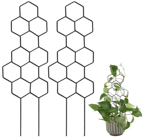2 STK Rankhilfe Zimmerpflanzen Wabenförmige Garten Pflanzenstütze Rankgitter Wiederverwendbare Topfpflanzen Blumenstütze Gitterspalier für Innen Außen Kletterpflanzen Kletterblume Rose Rattan (Typ2)