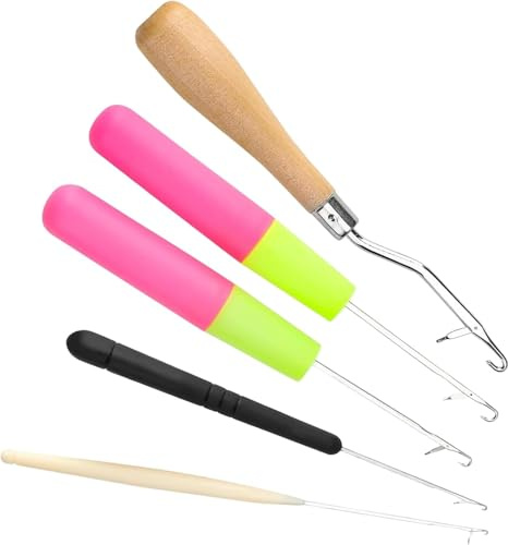 5-Piece Latch Hook Crochet Set for DIY Crafting, Rug Making, and Dreadlock Creation - Ergonomic Handles for Comfortable Use