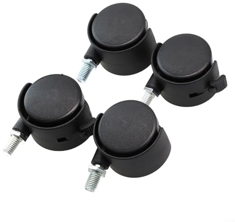 Möbelrollen, M8-Schraubgewinde, 39 mm, Lenkrolle, Ersatz mit Bremse und Bremse, Bodenschutz, sanftes Gleiten für Tischwagen, 4 Stück