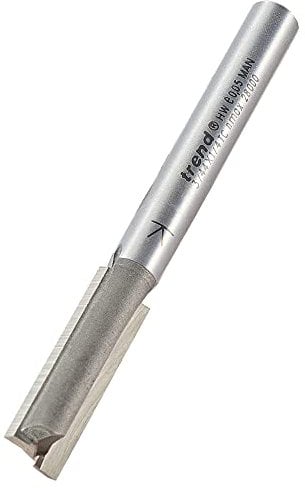Trend Professional Straight Two Flute Router Cutter Bit, 1/4 Inch Shank, 8.1mm Cut Diameter and 25mm Cut Length, Tungsten Carbide Tipped, 3/44X1/4TC
