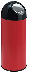 Certeo Abfallsammler PUSH - aus Stahlblech mit 55 Litern Volumen, ohne Innenbehälter - rot