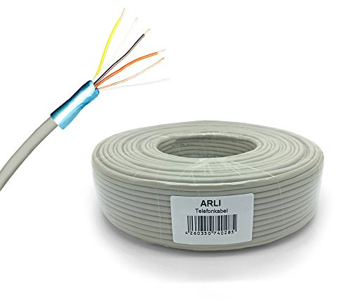 ARLI Telefonkabel 50m 2 x 2 x 0,6 mm Verlegekabel 2x2 4 Adern JYSTY Telefonleitung Telefon Sprechanlagen klingel Anlagen Kabel Leitung rund Aufputz Unterputz 50 m 2x2x0,6mm
