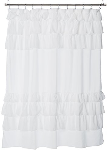 Madison Park Stile Shabby Chic, con Volant Grace White, Tenda da Doccia per Bagno, 183 x 183 cm, Bianca, Tessuto, 72x72