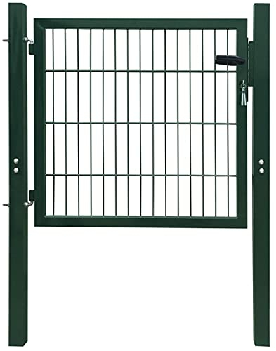 vidaXL Puerta de Valla Acero Verde 105x150 cm Reja Jardín Cercado y Cerradura