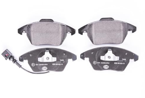 HELLA 8DB 355 023-161 Brake pad set - with integrated wear warning contact - T2498 - for e.g. AUDI / SEAT / SKODA / VOLKSWAGEN