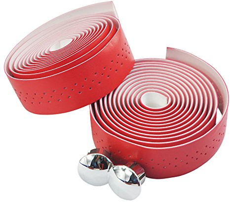 UPANBIKE Fahrrad Lenkerbänder Fahrrad lenkerband mit Stomata Kunstleder Wraps für Rennräder und Fahrräder(Rot,2 teile/satz)