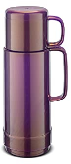 ROTPUNKT Termo 80 Andreas de 0,5 l, cierre de rosca de dos funciones, sin BPA, fabricado en Alemania, con inserto de cristal, color amatista brillante