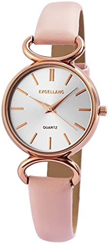 Excellanc Damen-Uhr Kunstleder Armband Dornschließe Analog Quarz 1900160 (rosa)