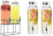 V-VAPE 2x3.8 LTR Twin Glass Cold Drink Dispenser Party Beverages Double Jars with Powder Coated Metal Stand