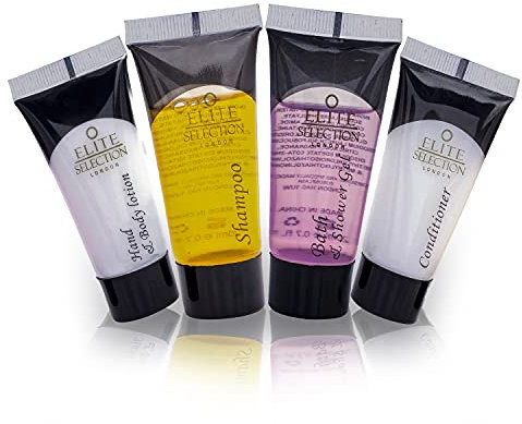 Shampoo Anti-Dandruff Shampoo Hair Conditioner Shower Gel and Body Lotion Hair and Body Care Shower Gel Body Wash Sensitive Skin Body Lotion Elite 20 Mil Tubes for Hotels B&B Pack of 40 (10 Each)