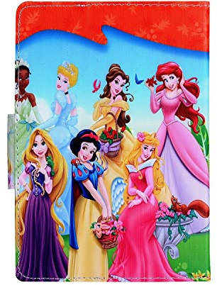 Fun Cartoon Case for iPad mini 1 2 3 (Not for iPad mini 4), Kids Disney Character choices for Girls Boys/Cover Auto Wake/Sleep/Children Gift Favorite choice (Seven Princeses)