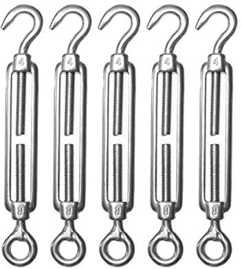 M4/M5/M6 Turnbuckle 304 Stainless Steel Hook & Eye Turnbuckle Light Duty Wire Rope Tension (M4)